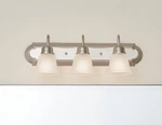 Kichler, Bathroom Vanity Fixture, Brushed Nickel, Three Light, 5337NIS. Fixed Price $45.00.