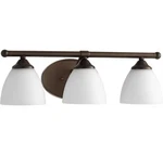 Quorum 5150-3-86 Brooks 21" 3-LIGHT Satin Opal Glass Bath Vanity Oiled Bronze. Fixed Price $148.00.