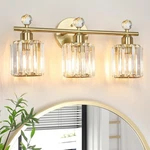 3-LIGHT Gold Bathroom Fixtures Modern K9 Crystal Vanity Lights Wall Sco.... Fixed Price $81.79.