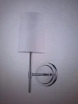 Globe Clarissa 3.95 In 1-LIGHT Brushed Nickel Wall Sconce With White Shade. Fixed Price $17.95.