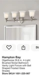 Hampton Bay Olgelthorpe 29.8 In. 4-LIGHT Brushed Nickel Bathroom Vanity. Fixed Price $54.99.