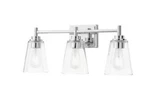 Hampton Bay Wakefield 22 In. 3-LIGHT Chrome Modern Vanity With Clear Glass Shade. Fixed Price $29.99.