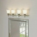 Hampton Bay Olgelthorpe 4-LIGHT Brushed Nickel Vanity. Fixed Price $39.99.