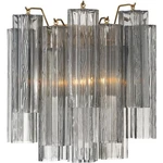 Crystorama ADD-303-AG-SM Addis Bath Wall Light In Aged Brass, Smoke. Fixed Price $498.00.