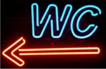 Wc Left Arrow Neon Light Sign 20"X16" Lamp Glass Space Bar Wall Hanging. Fixed Price $134.63.