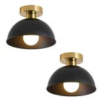 2 Pack Semi Flush Mount Ceiling Light With Gold Plate And Matte Black Shade, .... Fixed Price $81.31.