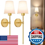 Tislyco Battery Operated Wall Sconces Set Of 2, Gold Rechargeable Lamps Wit. Fixed Price $53.06.
