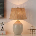 Better Homes & Gardens Cream Ceramic Table Lamp With Rattan Shade, 18 Inches. Fixed Price $52.89.