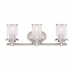 Hampton Bay 3-LIGHT Brushed Nickel Bath Bar With Clear Sand Glass. Fixed Price $40.91.