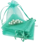 Thedisplayguys 100-PACK Xs 2X2 3/4" Teal Sheer Organza Gift Bags With Drawstr. Fixed Price $14.19.