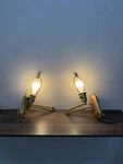 Vtg Mcm Underwriters Brass Swing Arm Wall Sconces Lamps Bedside Ext Plug. Fixed Price $85.00.