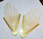 2 Retro Quoizel Art Deco Revival Wired Wall Sconce W/frosted Shell Slip Shades. Fixed Price $79.95.
