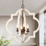 Modern Farmhouse Kitchen Chandelier 4-LIGHT Distressed White Weathered Wood. Fixed Price $154.00.
