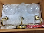 Audickic 3 Light Bathroom Fixture Gold W/ Clear Round Globes 20 Wide. Fixed Price $69.99.