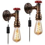 Hefoklu Industrial Set Of 2 Wall Lamps Plug Cord For Bedroom Bedside. Fixed Price $80.21.