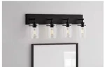 Hampton Bay Regan 29.25 In 4-LIGHT Matte Black Bathroom Vanity DSHD19574V3. Fixed Price $94.95.