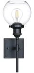 Xinbei Wall Sconce 1-LIGHT Matte Black And Clear Glass Globe. Fixed Price $9.00.