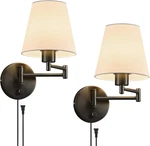Vonluce Wall Sconce Set Of 2, Plug & Hardwired Swing Arm Lamps, Adjustab. Fixed Price $77.92.