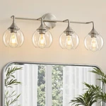Gednbo Bathroom Vanity With Clear Glass Shade, 4-LIGHTS, Brushed Nickel. Fixed Price $65.77.