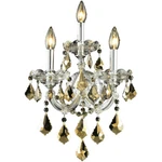Maria Theresa Chrome Frame Golden Teak Crystal Wall Sconce 3 Light Fixture 22". Fixed Price $324.46.