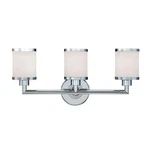 Millennium Lighting 3-LIGHT Chrome Vanity With Etched White Glass. Fixed Price $84.84.