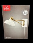 Vtg Berkeley Globe Two In One Plug Wall Sconce Light New Box Gold White. Fixed Price $25.00.