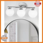 Foucasal Globe Bathroom Vanity Light Fixture Chrome Milk White Plastic Shade G9. Fixed Price $65.50.