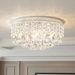 Maxax 4 Lights Crystal Chandelier, Modern Drum Ceiling 15"WX7.3"H, Chrome. Fixed Price $191.03.
