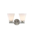 Trans Globe Brushed Nickel W/ Frosted White Glass 2LIGHT Bathroom Vanity Fixture. Fixed Price $32.00.