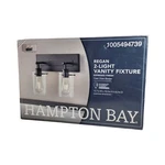 Hampton Bay Regan 2-LIGHT Vanity Fixture Espresso Finish Clear Glass. Fixed Price $29.04.