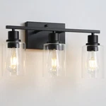 Emong 3-LIGHTS Bathroom Fixtures, Matte Black Vanity With Glass S.... Fixed Price $54.80.