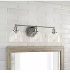 Home Decorators Collection Evelyn 3-LIGHT Brushed Nickel Vanity. Fixed Price $42.99.