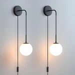 Kuzzull Wall Sconces Set Of Two Plug In Matte Black Lamp Wi.... Fixed Price $109.68.