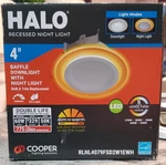Halo 4" Baffle Downlight Night Selectable Color RLNL4079FSD2W1EWH Whi. Fixed Price $18.00.