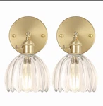 Vintage Wall Sconces With Transparent Tulip Glass Lampshade 180 Degree Adjust. Fixed Price $32.00.