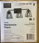 Home Decorators Mackenzie Place 24 In. 3-LIGHT Black Vanity W/ Clear Glass. Fixed Price $39.99.