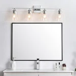 Wall Sconce Light Fixture Chrome Bathroom Vanity Or Dining Glass Shades 33". Fixed Price $247.66.