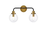 Living District Hanson 2-LIGHT Metal Bath Sconce W/clear Shade Black/brass. Fixed Price $64.99.