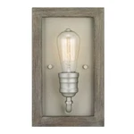 1-LIGHT Antique Nickel Farmhouse Sconce With Painted Weathered Gray Wood Accents. Fixed Price $43.22.