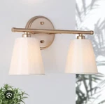 Uolfin A04324 14.6 In. 2-LIGHT Gold Wall Sconce Vanity With Fabric Shades. Fixed Price $64.99.