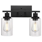 Melucee 2-LIGHT Black Wall Sconce Industrial Vintage With Clear Glass Shade A.... Fixed Price $114.86.