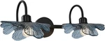 Blue Flower Glass Shade 2 Light Vanity Black Wall Sconce Vintage Bathroom Style. Fixed Price $100.00.