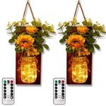 Ourwarm Sunflower Wall Sconces Set Of Two, Mason Jar Farmhouse D.... Fixed Price $44.08.
