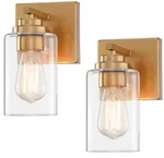 Pia Ricco 4.8 In. 1-LIGHT Gold Wall Sconce Vanity With Dimmable Switch 2PK. Fixed Price $28.00.