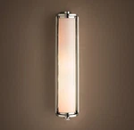 Restoration Hardware Royale Adjustable Shade Sconce, Polished Nickel White Glass. Fixed Price $299.00.