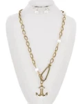 Viola Coastal Gold White Enamel Anchor Nautical Pendant & Earrings Set Nwt New. Fixed Price $14.99.
