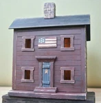 Americana Flag Lighted Primitive Birdhouse, Ooak. Fixed Price $98.95.