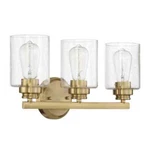 Craftmade Bolden 18 In. 3-LIGHT Satin Brass Finish Vanity W/seeded Glass. Fixed Price $25.99.