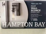 Hampton Bay Regan Wall Sconce Espresso Finish Clear Glass Shade Indoor. Fixed Price $26.99.