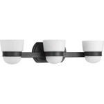 Index 3-LIGHT Matte Black Etched Opal Glass Modern Bath Vanity By Progress. Fixed Price $109.99.
